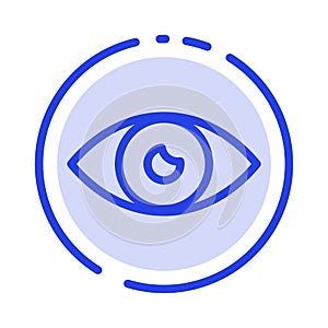 App, Basic Icon, Design, Eye, Mobile Blue Dotted Line Line Icon