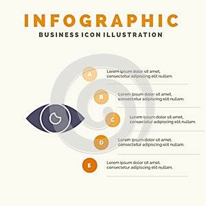 App, Basic Icon, Design, Eye, Mobile Solid Icon Infographics 5 Steps Presentation Background