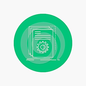 App, build, developer, program, script White Line Icon in Circle background. vector icon illustration