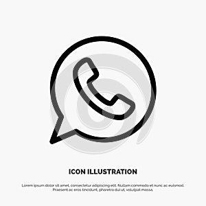 App, Chat, Telephone, Watts App Line Icon Vector