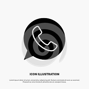 App, Chat, Telephone, Watts App solid Glyph Icon vector