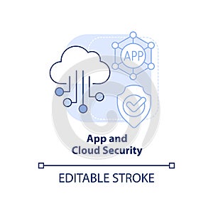 App and cloud security light blue concept icon