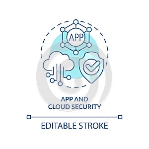App and cloud security turquoise concept icon