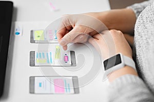 Web designer working on user interface wireframe