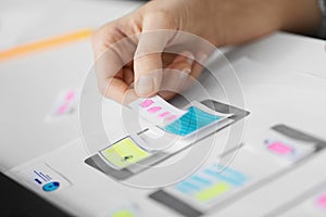 Web designer working on user interface wireframe