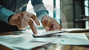 App developer meeting, discussing smartphone screen prototype for UI/UX