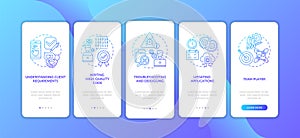 App developer skills onboarding mobile app page screen with concepts