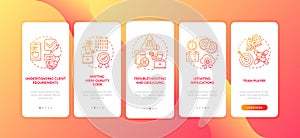 App developer skills onboarding mobile app page screen with concepts
