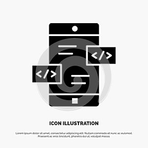 App Development, Arrows, Div, Mobile solid Glyph Icon vector