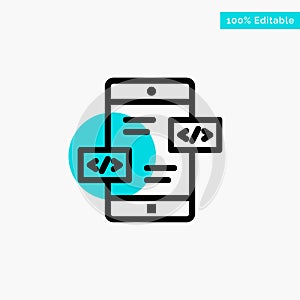 App Development, Arrows, Div, Mobile turquoise highlight circle point Vector icon