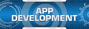 App Development Blue Binary Gear Circle Horizontal