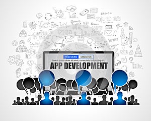 App Development concept with Business Doodle design style