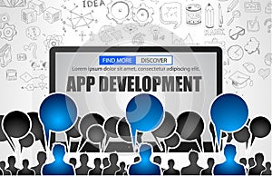 App Development concept with Business Doodle design style
