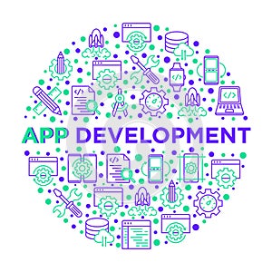 App development concept in circle