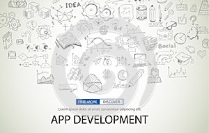 App Development Concept with Doodle design style