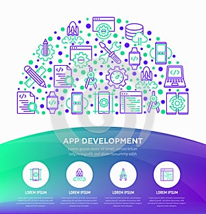 App development concept in half circle