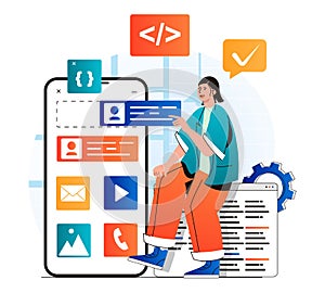 App development concept in modern flat design