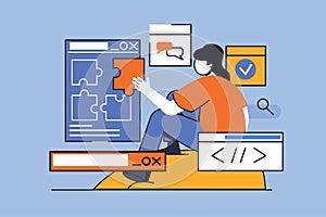 App development concept with people scene in flat design for web.