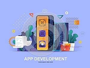 App development flat concept with gradients.