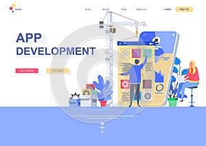 App development flat landing page template