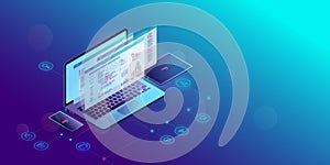 App development - isometric computer and technology