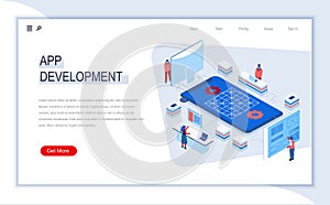 App development isometric landing page