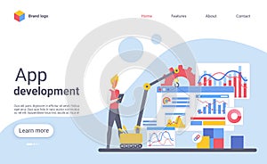App development landing page vector template