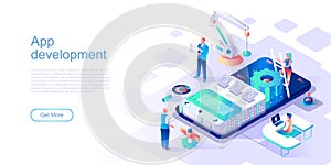 App development landing page vector template.