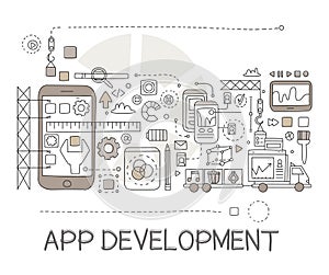 App Development Process Elements Creative Sketch Infographic