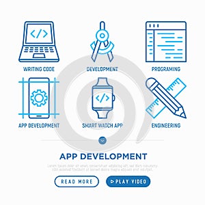 App development thin line icons set