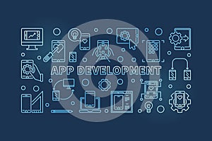 App Development vector blue concept outline illustration