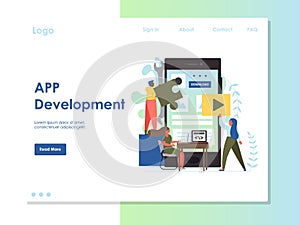 App development vector website landing page design template