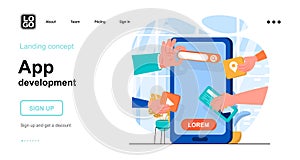 App development web concept. Developers create application interface