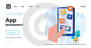 App development web concept. Mobile app building