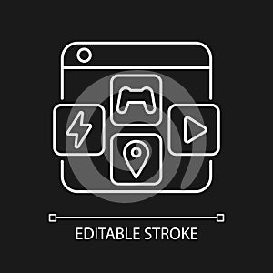 App distribution platforms white linear icon for dark theme