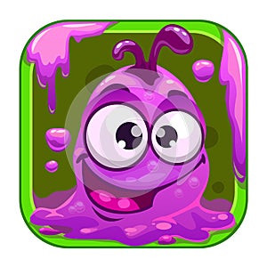 App icon with funny cute purple slimy monster.