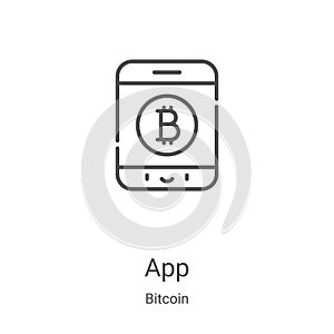 app icon vector from bitcoin collection. Thin line app outline icon vector illustration. Linear symbol for use on web and mobile