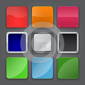 App icons background set. Glossy web button icons.