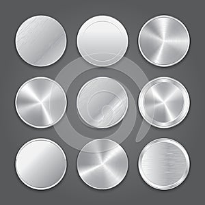 App icons background set. Metal button icons.