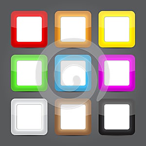 App icons glass set. Glossy button icons.