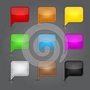 App icons glass set. Glossy empty speech bubble we