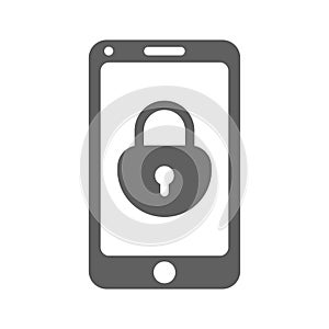 App, lock icon. Gray vector graphics