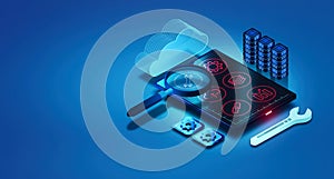 App Maintenance Services and Application Testing Services Concept - 3D Illustration