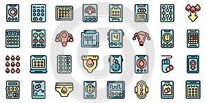 App for menstruation icons set vector flat