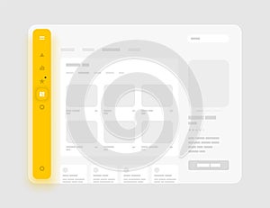 App sidebar menu concept. Wireframes screens. Dashboard UI and UX design.