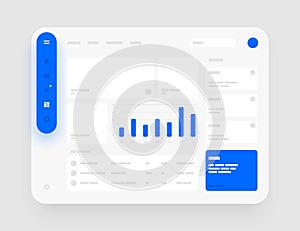 App sidebar menu concept. Wireframes screens. Dashboard UI and UX design.