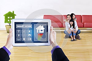App of smart home technology on tablet