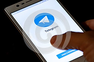 App Telegram messenger on the smartphone