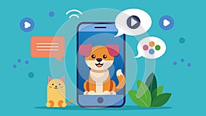An app that uses voice recognition to respond to your pets barks or meows with fun interactions.. Vector illustration.