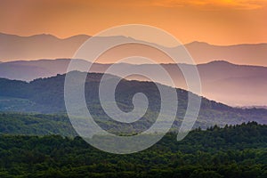 The Appalachian Mountains at sunset